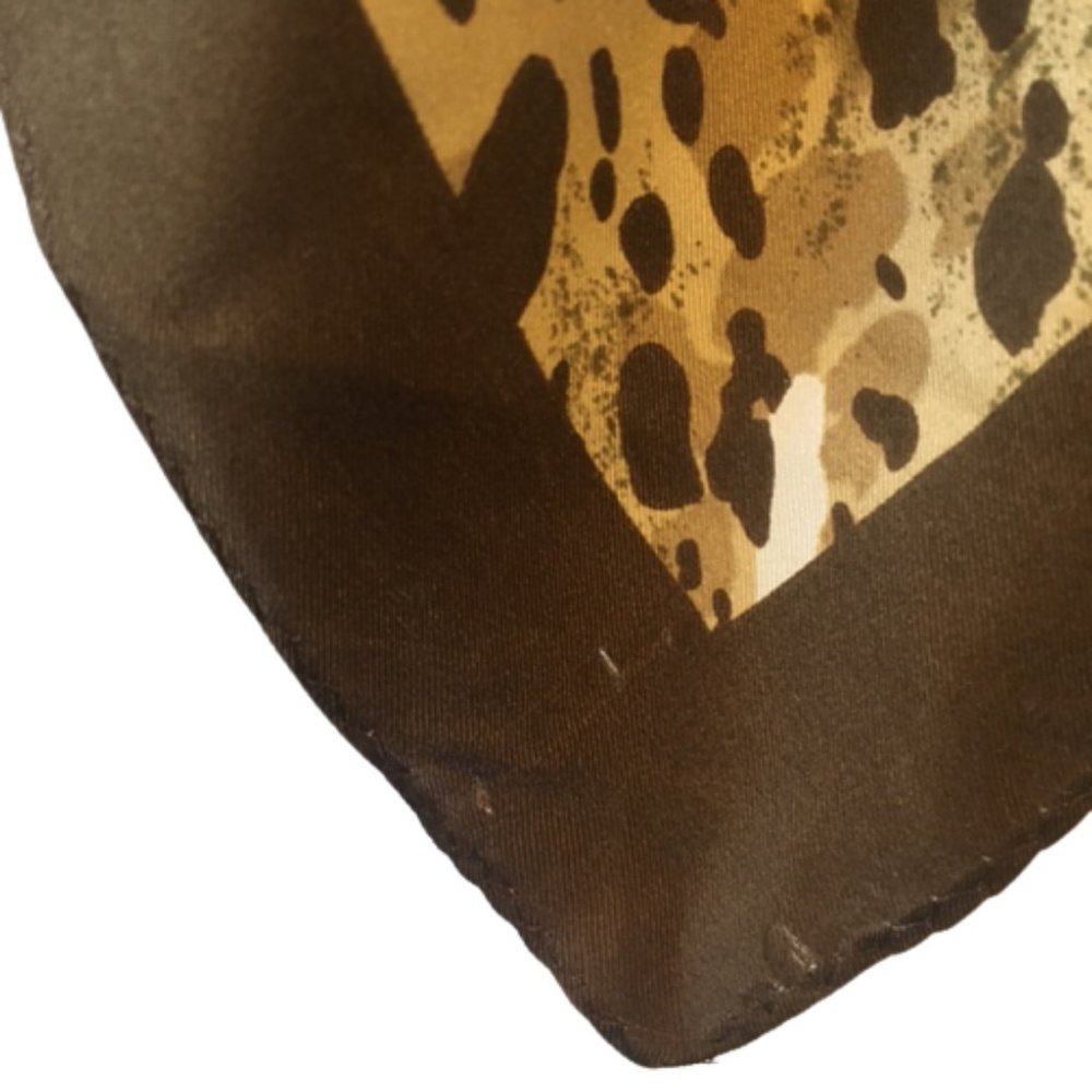 Adrienne Landau Studio Vintage Silk Scarf Animal Prints Leopard Brown Gold Large - Picture 7 of 7
